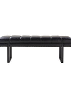 Mid-Century Modern 52.5" Tufted Faux Leather Bench