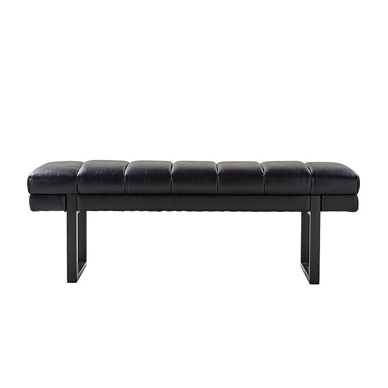 Mid-Century Modern 52.5" Tufted Faux Leather Bench