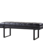 Mid-Century Modern 52.5" Tufted Faux Leather Bench