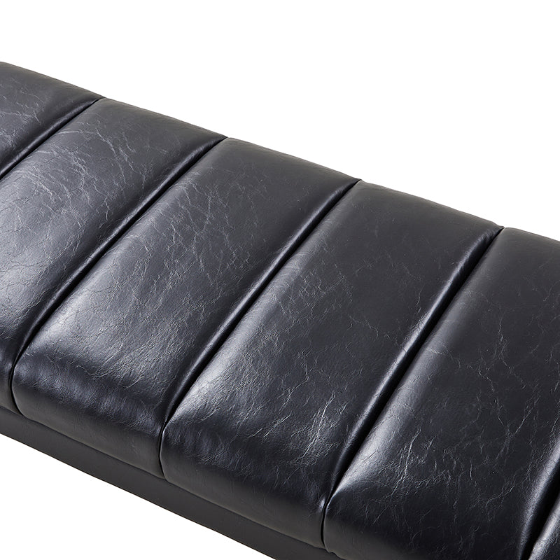 Mid-Century Modern 52.5" Tufted Faux Leather Bench