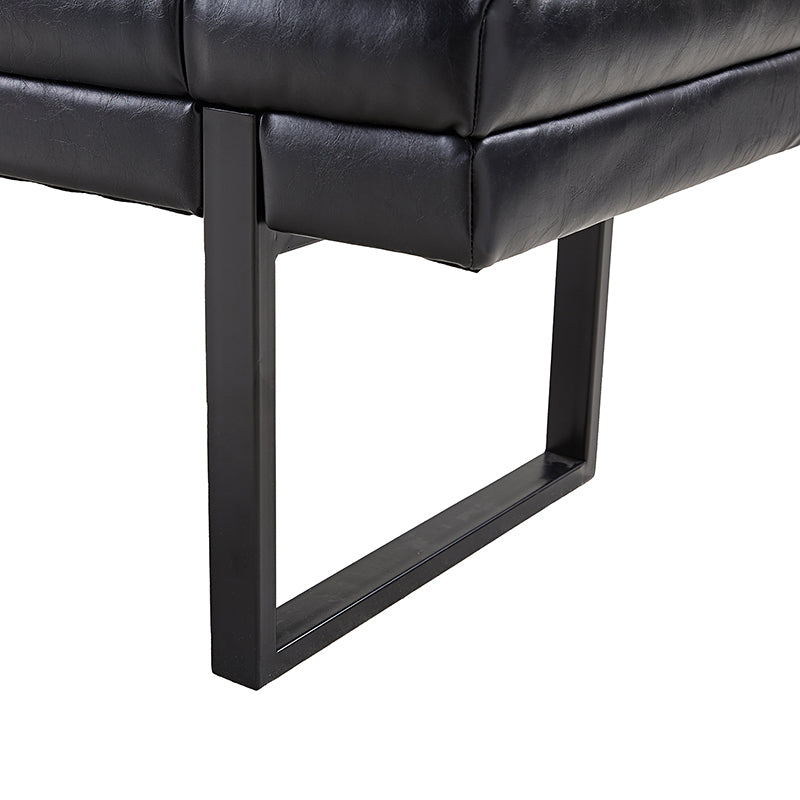 Mid-Century Modern 52.5" Tufted Faux Leather Bench