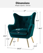 Isabelle Wingback Velvet Armchair