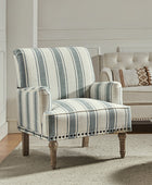 Lecce Farmhouse Armchair with Carved Wood Legs and Striped Fabric