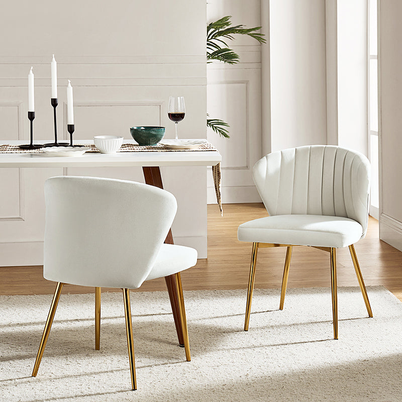 White velvet chair with gold online legs