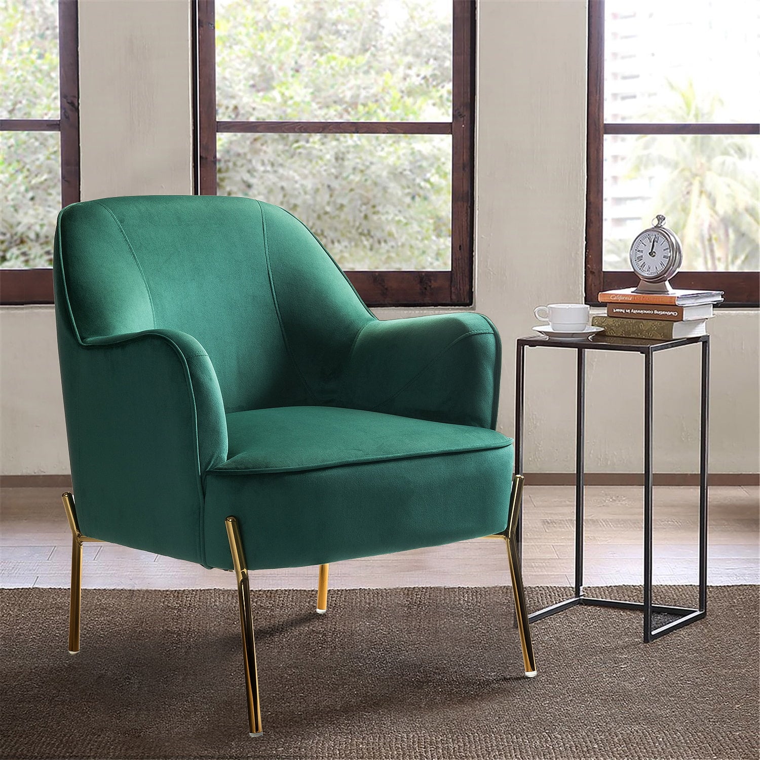 Marina 26" Wide Contemporary Velvet Armchair with Recessed Arms