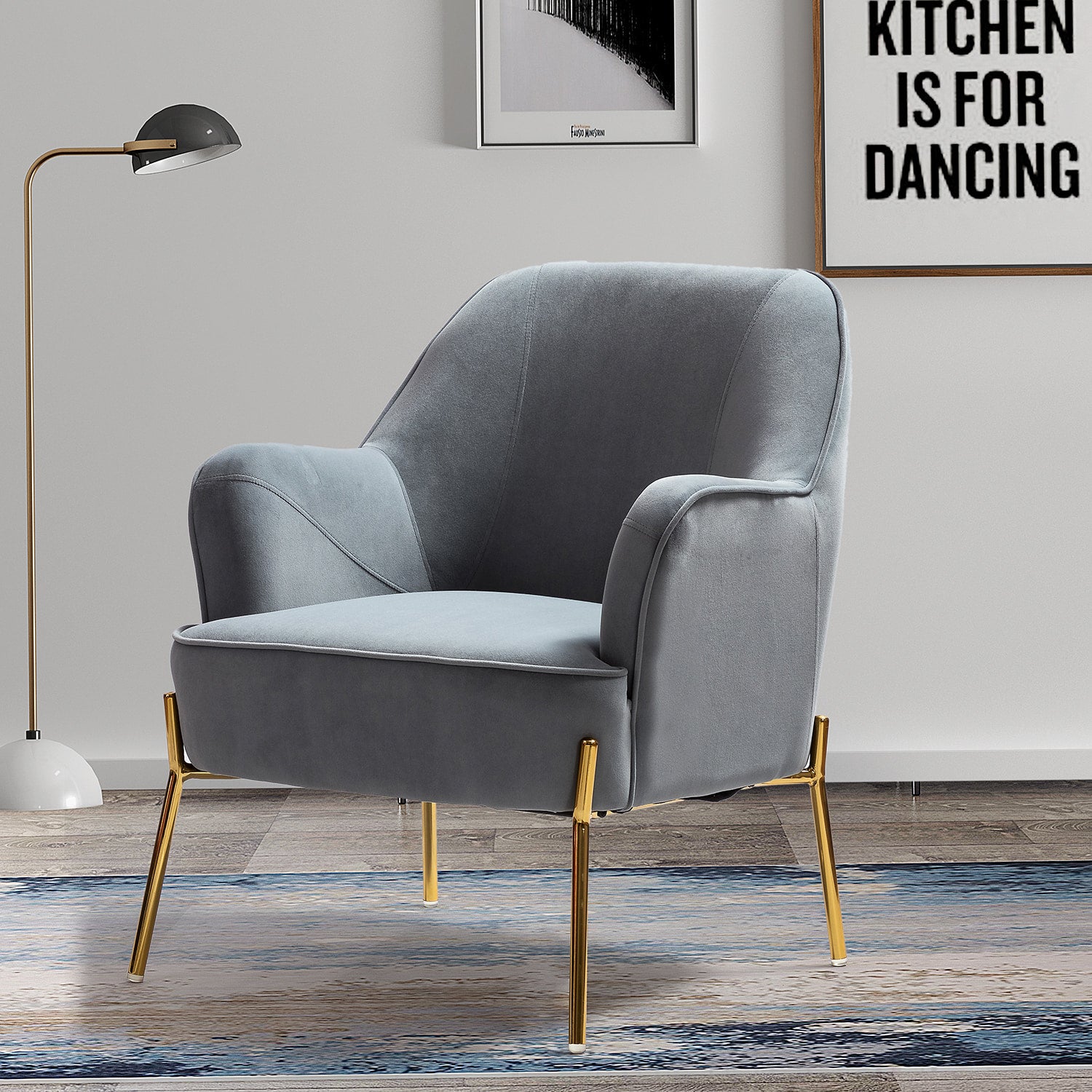 Marina 26" Wide Contemporary Velvet Armchair with Recessed Arms