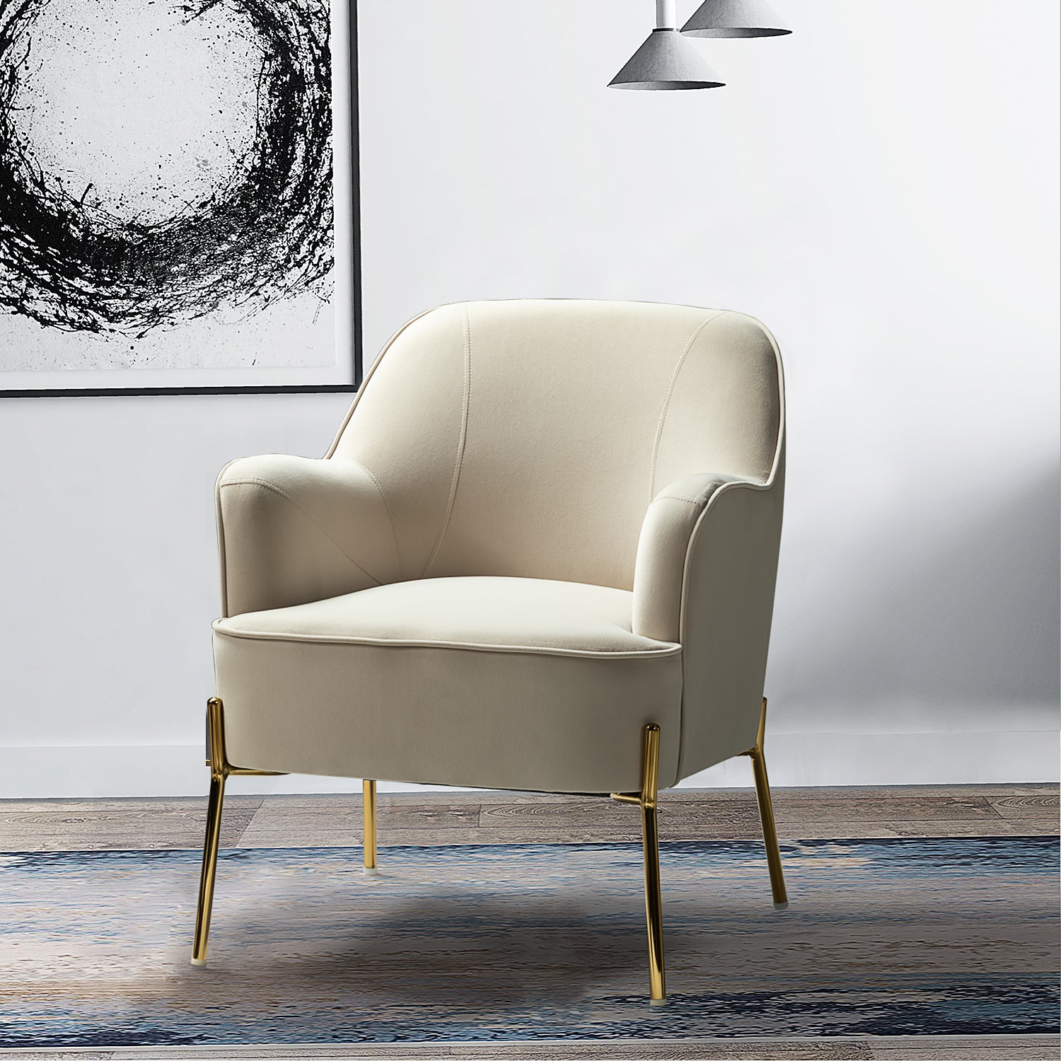 Marina 26" Wide Contemporary Velvet Armchair with Recessed Arms