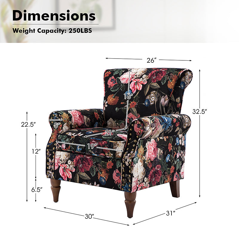 Artemisa Modern Floral Pattern Upholstered Armchair