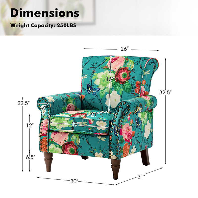 Artemisa Modern Floral Pattern Upholstered Armchair