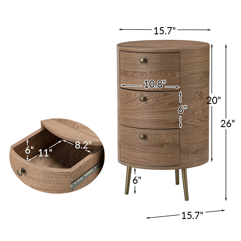 Etta 26" Tall Drum 3 - Drawer End Table