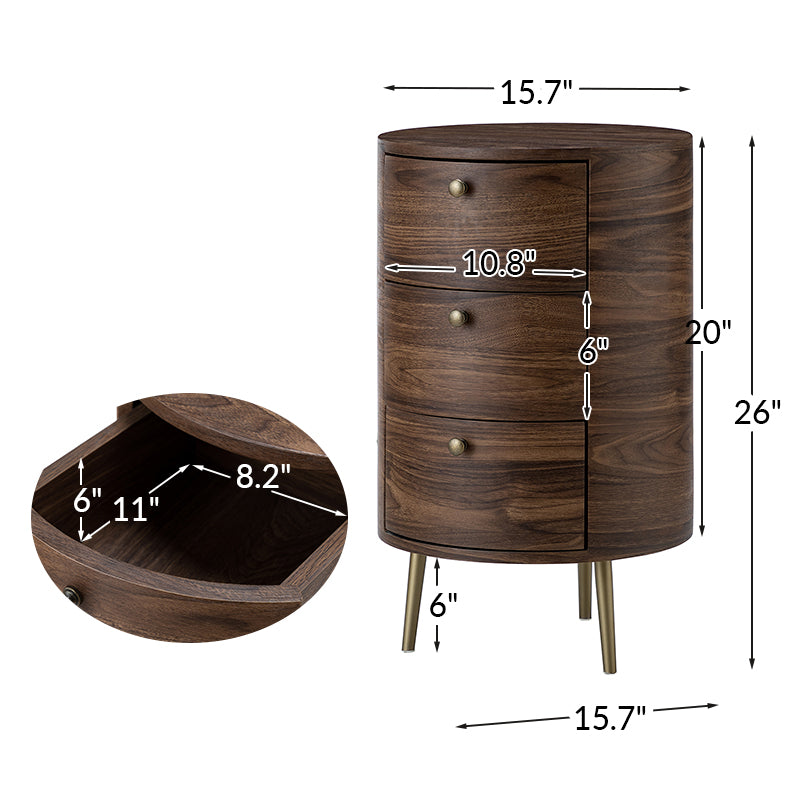 Etta 26" Tall Drum 3 - Drawer End Table