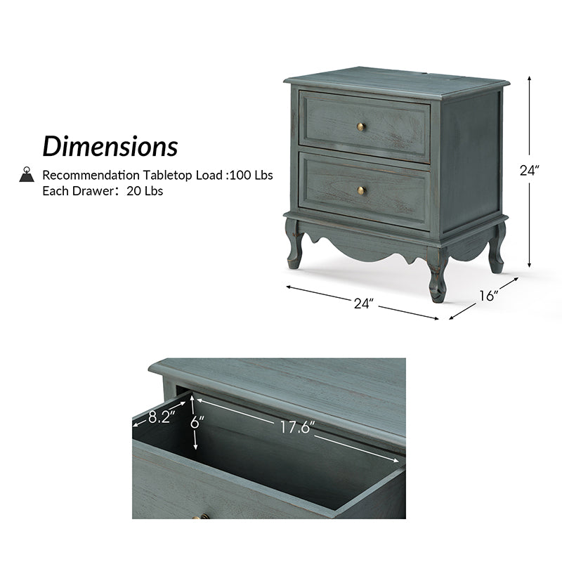 Galatea 24" Tall 2 - Drawer Nightstand