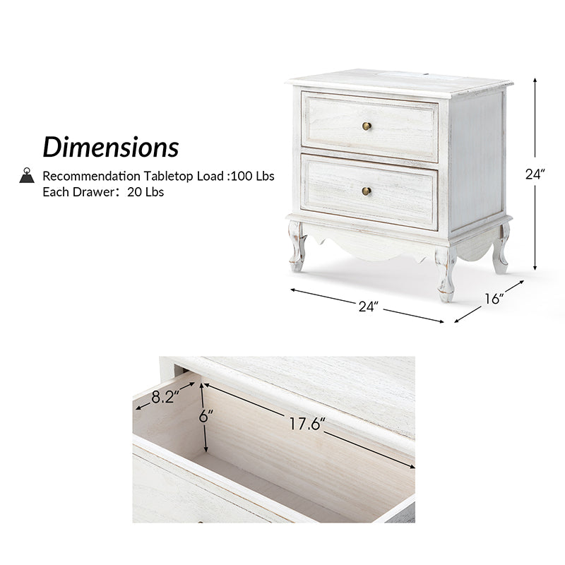 Galatea 24" Tall 2 - Drawer Nightstand
