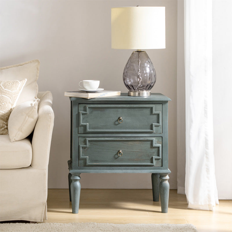 Joah 28"Tall Farmhouse 2-Drawer End Table with Built-in Charging