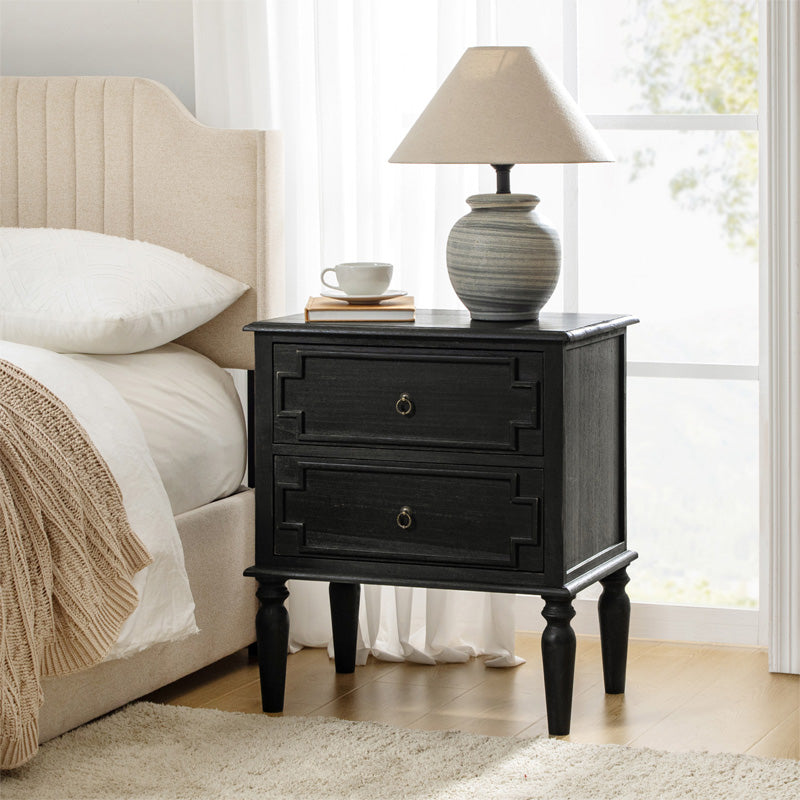 Joah 28"Tall Farmhouse 2-Drawer End Table with Built-in Charging