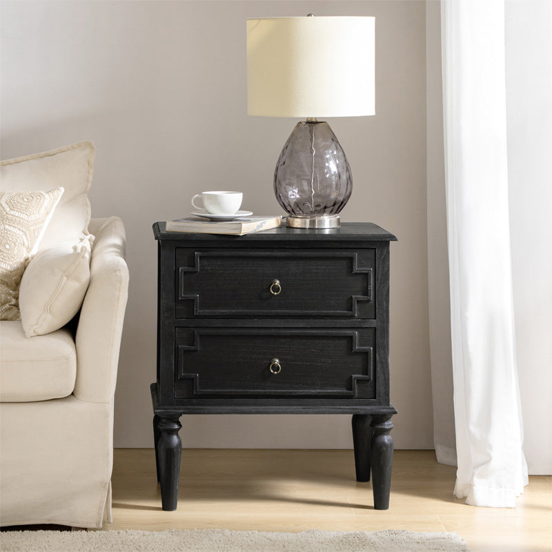 Joah 28"Tall Farmhouse 2-Drawer End Table with Built-in Charging