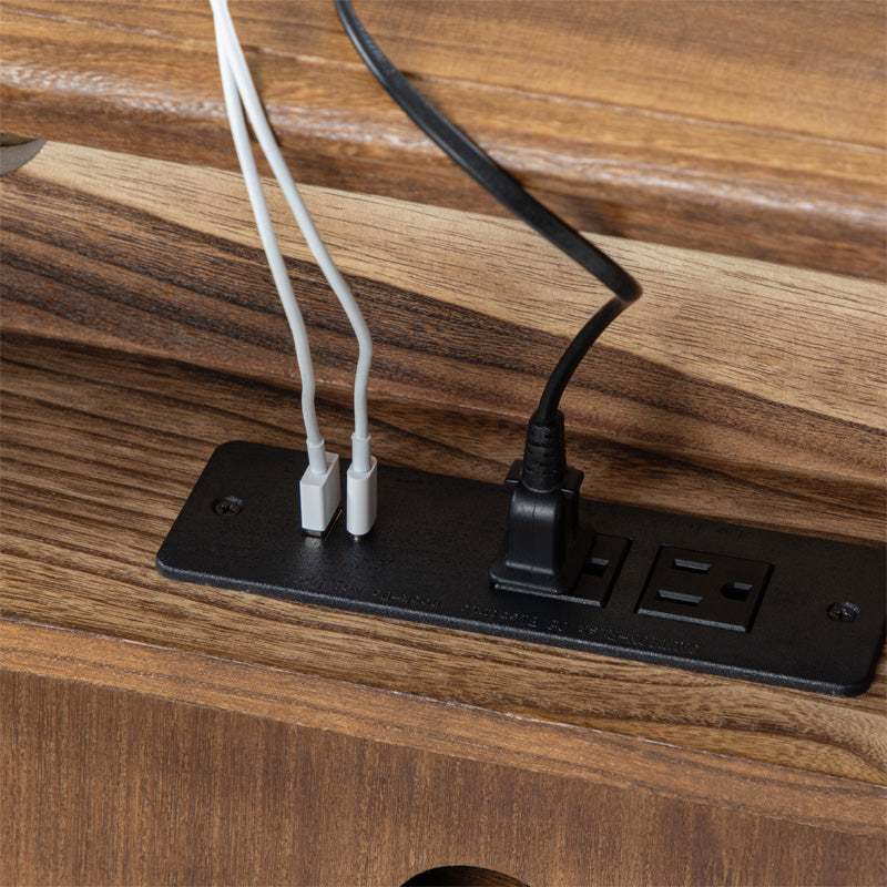 Joah 28"Tall Farmhouse 2-Drawer End Table with Built-in Charging