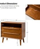Lilian 2 - Drawer Mid Century Nightstand with Built-in Outlets