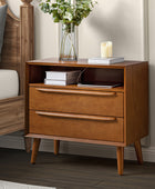 Lilian 2 - Drawer Mid Century Nightstand with Built-in Outlets