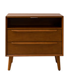 Lilian 2 - Drawer Mid Century Nightstand with Built-in Outlets