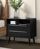 Lilian 2 - Drawer Mid Century Nightstand with Built-in Outlets