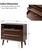 Lilian 2 - Drawer Mid Century Nightstand with Built-in Outlets