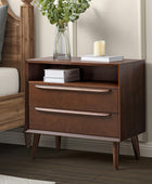 Lilian 2 - Drawer Mid Century Nightstand with Built-in Outlets