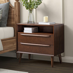 Lilian 2 - Drawer Mid Century Nightstand with Built-in Outlets