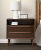 Lilian 2 - Drawer Mid Century Nightstand with Built-in Outlets