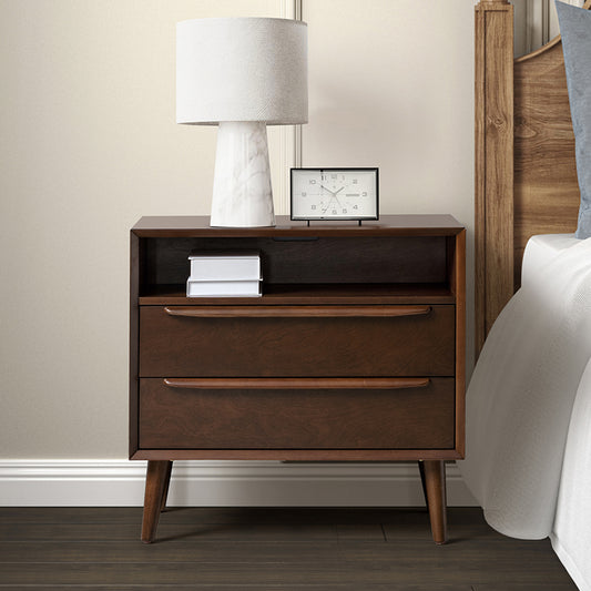 Lilian 2 - Drawer Mid Century Nightstand with Built-in Outlets