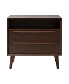 Lilian 2 - Drawer Mid Century Nightstand with Built-in Outlets