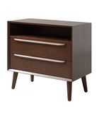 Lilian 2 - Drawer Mid Century Nightstand with Built-in Outlets