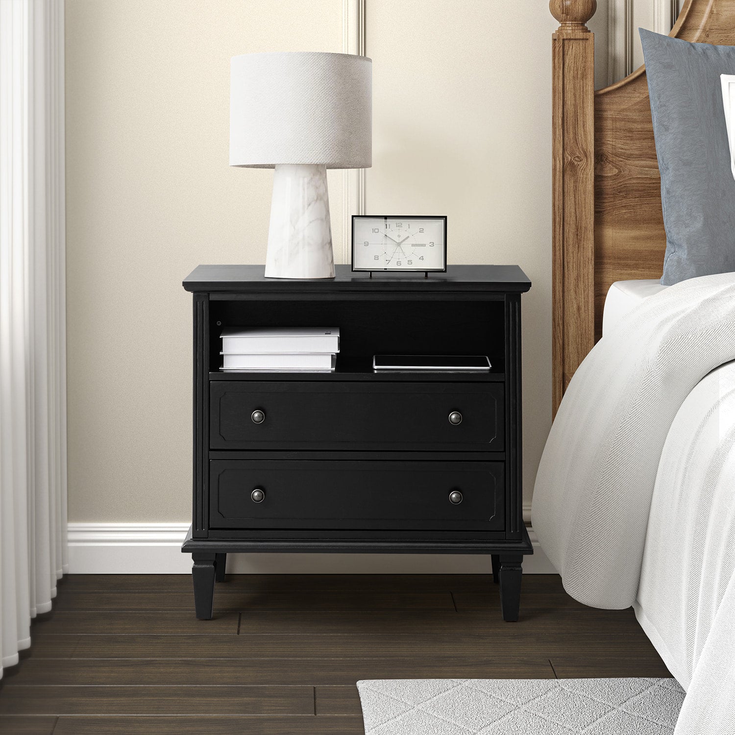 Gaspard 2 - Drawer Solid Wood Nightstand