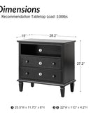 Gaspard 2 - Drawer Solid Wood Nightstand