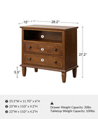 Gaspard 2 - Drawer Solid Wood Nightstand