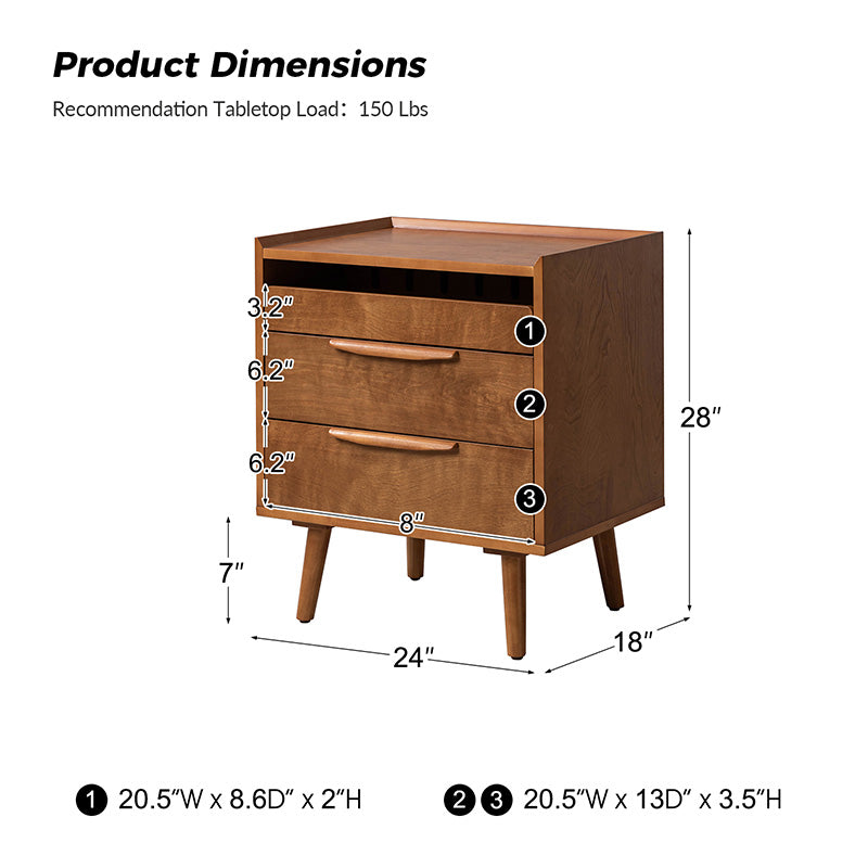 Janet 3 - Drawer Nightstand