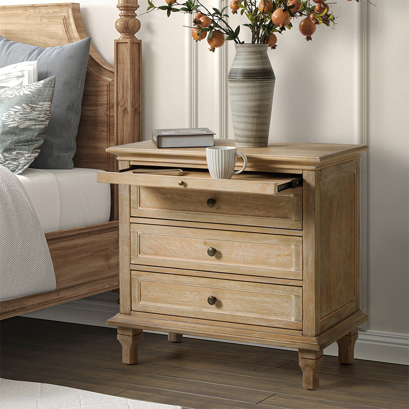 Galatea 3 - Drawer Nightstand Chest with Built-In Outlets