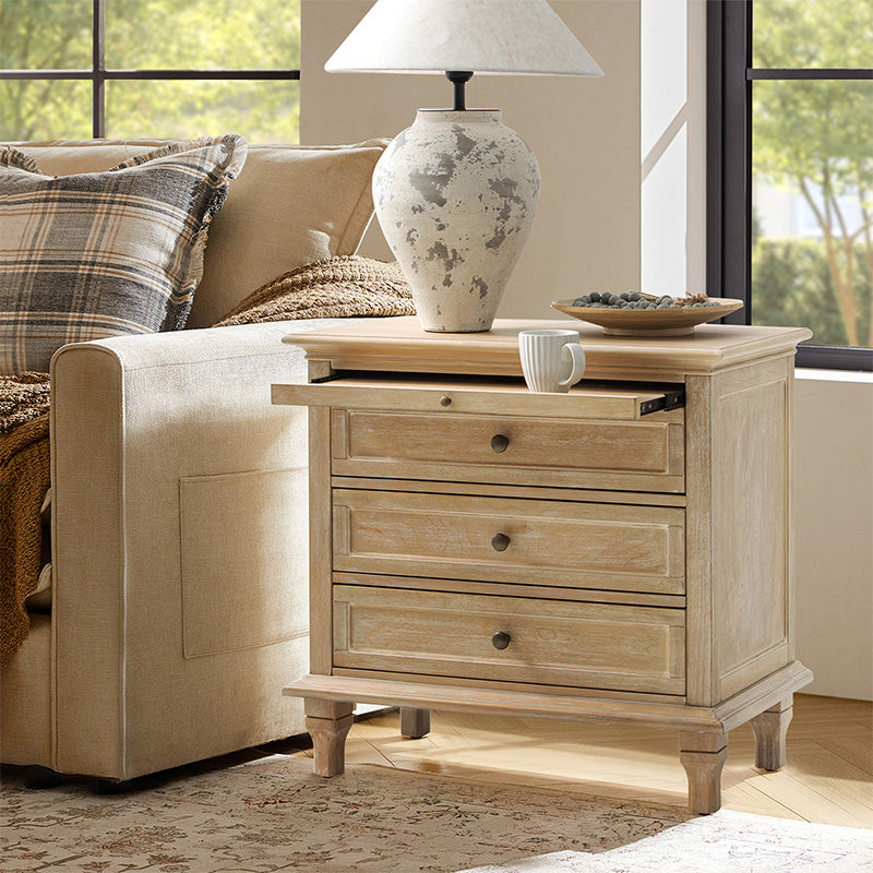 Galatea 3 - Drawer Nightstand Chest with Built-In Outlets