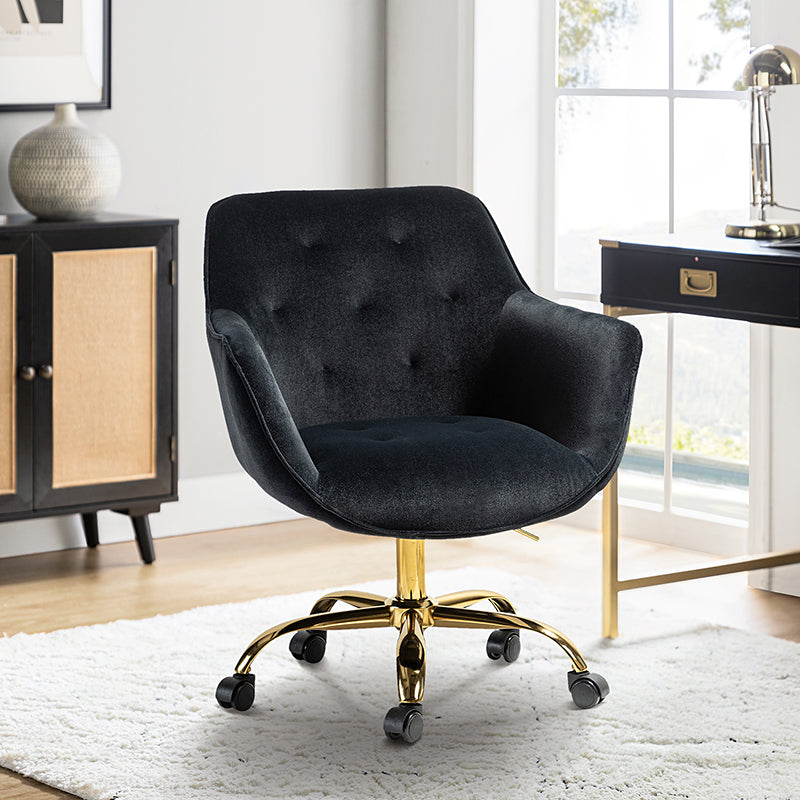 Black velvet desk online chair