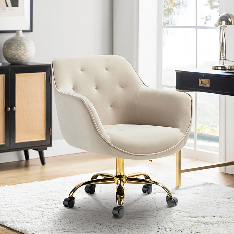 Velvet tufted swivel desk chair new arrivals