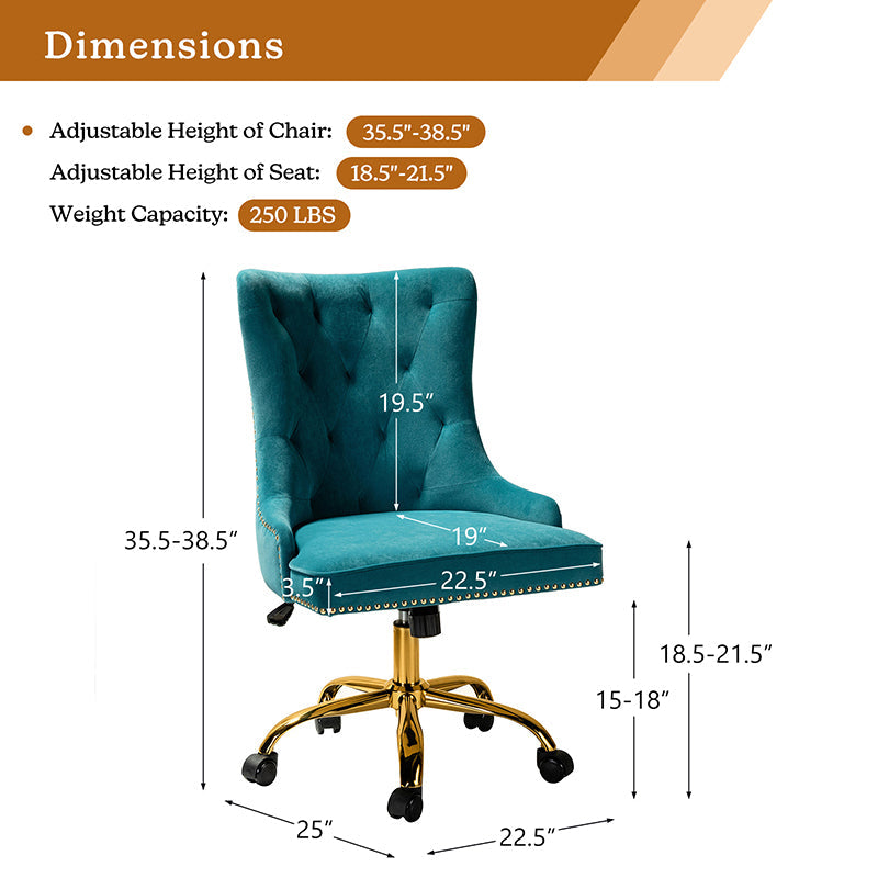 Adega Velvet Adjustable Office Chair