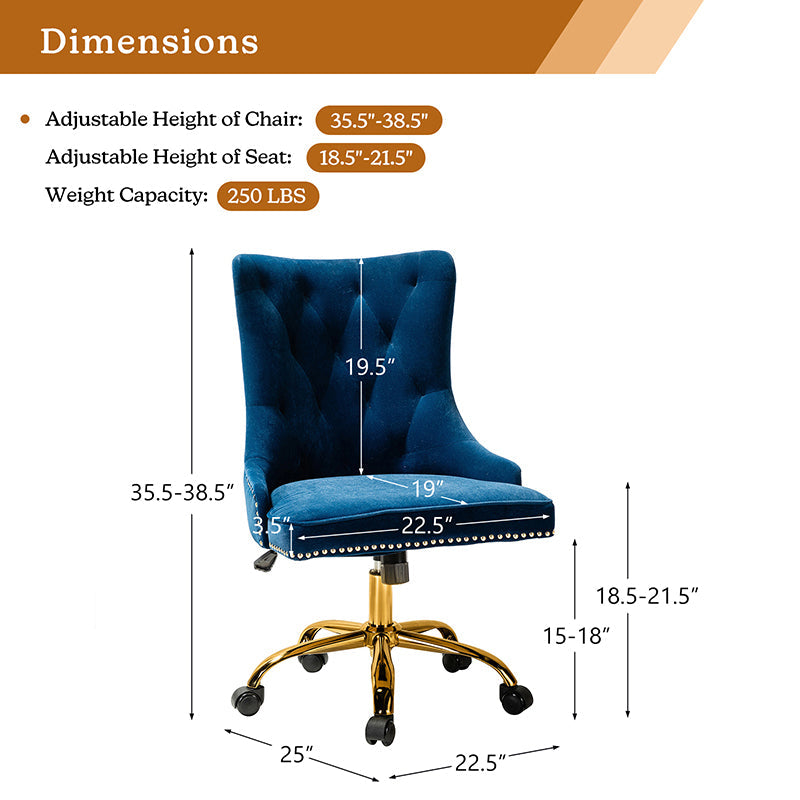 Adega Velvet Adjustable Office Chair