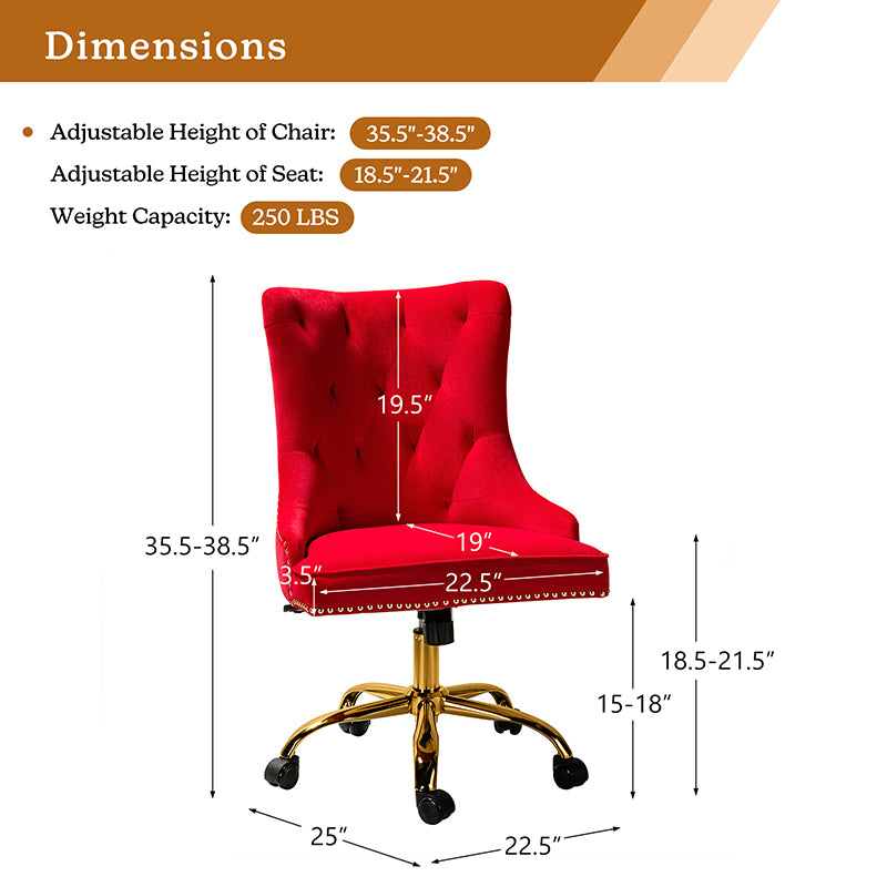 Adega Velvet Adjustable Office Chair