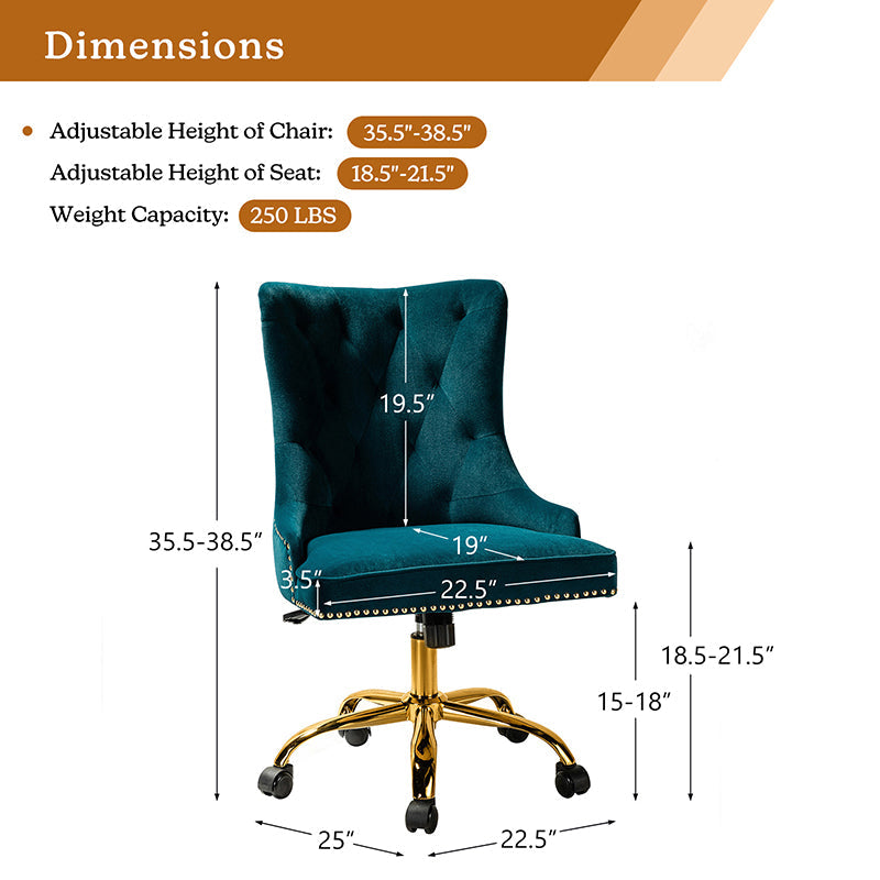 Adega Velvet Adjustable Office Chair