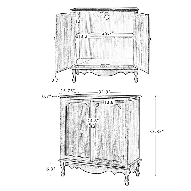 Galatea 34" Tall -2 Door Accent Entryway Cabinet