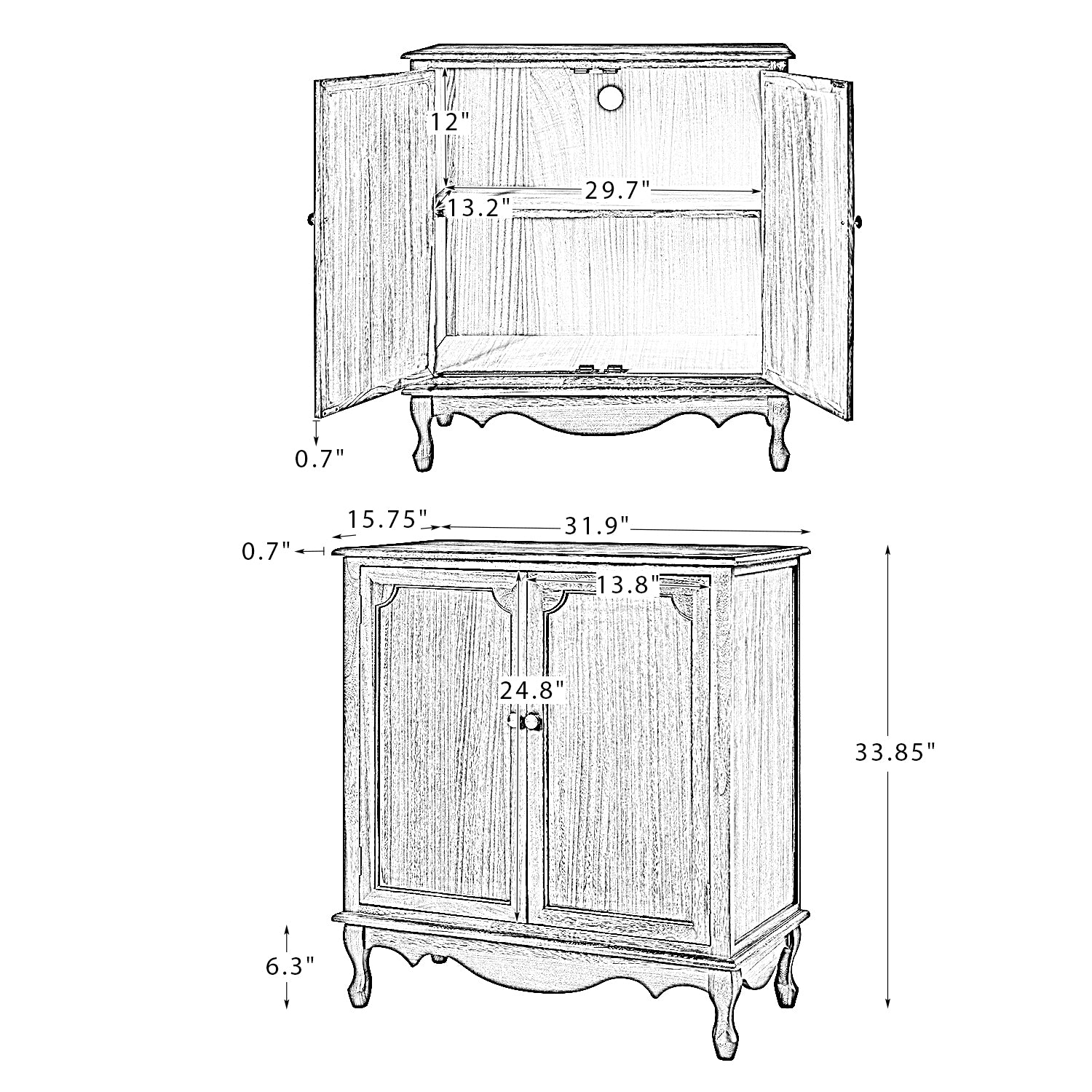 Galatea 34" Tall -2 Door Accent Entryway Cabinet