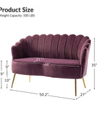 Ariel Scalloped Velvet Loveseat