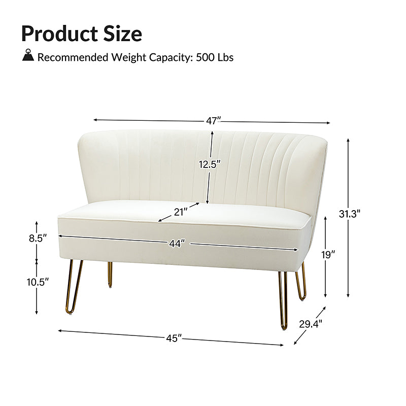 Ainhoa Velvet Loveseat with Hairpin Legs