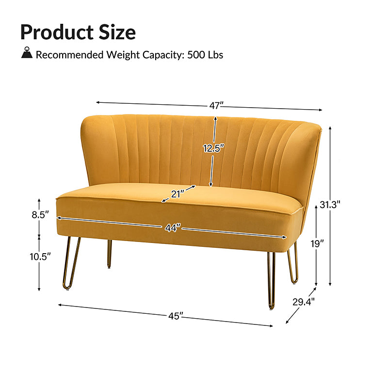 Ainhoa Velvet Loveseat with Hairpin Legs