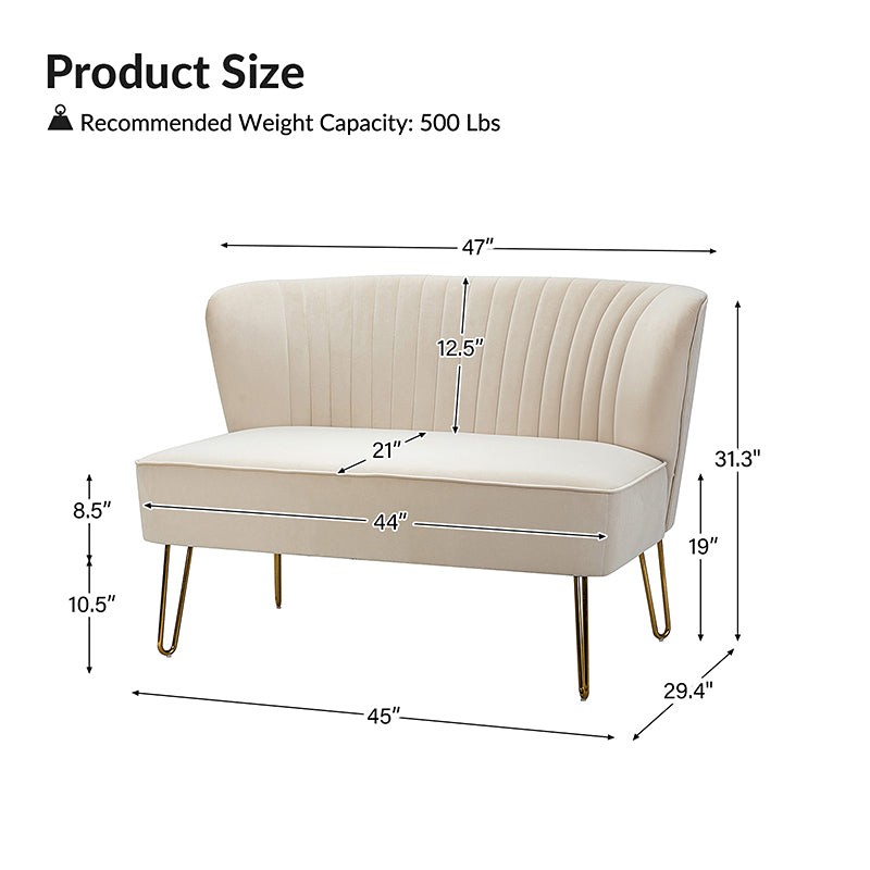 Ainhoa Velvet Loveseat with Hairpin Legs